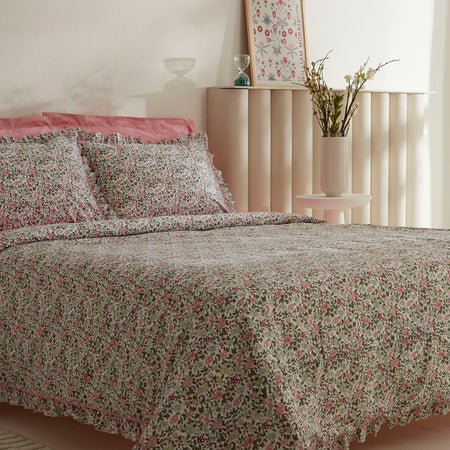 Karaca Home Minay 52 Thread Count %100 Cotton Double Duvet Cover Set Pink - MALLTURK