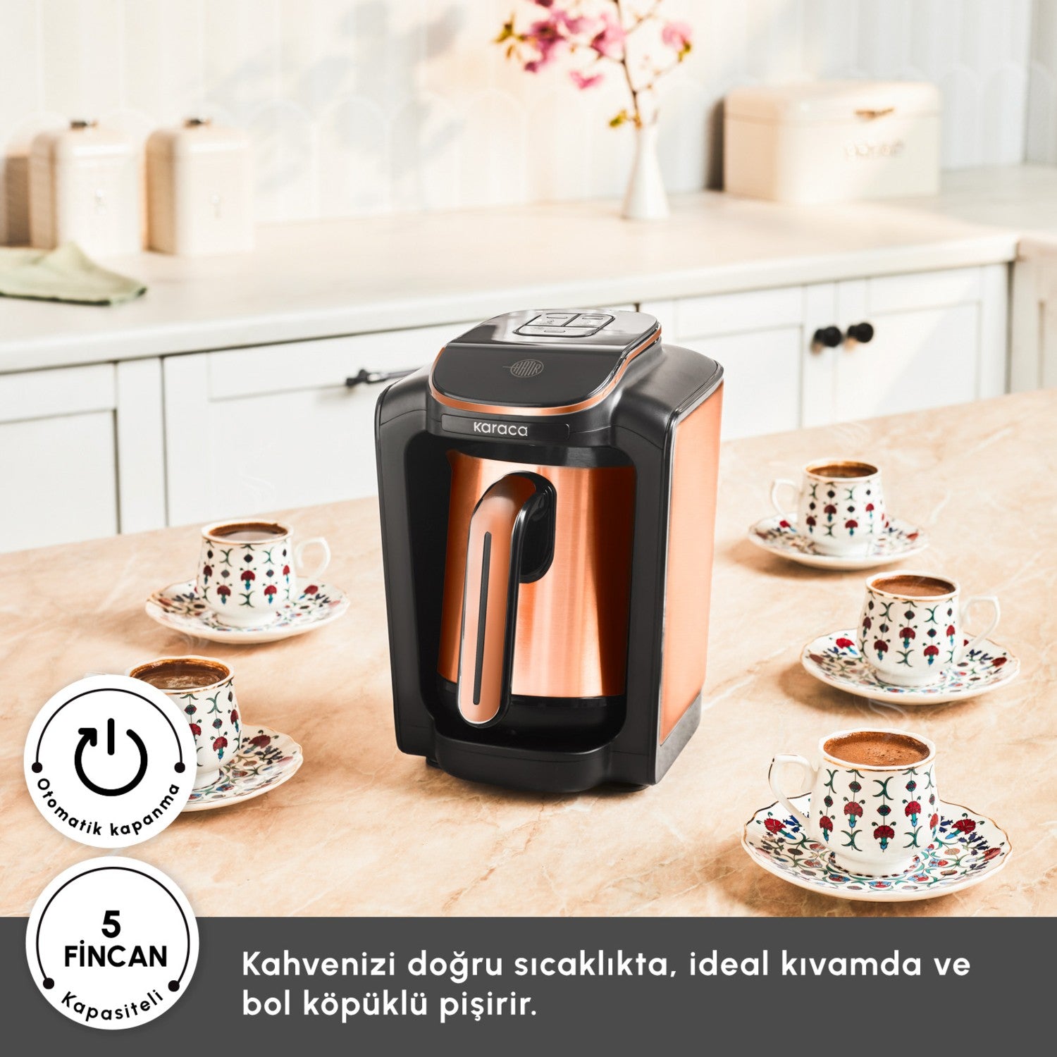 Karaca Hatir Neo Inox Turkish Coffee Maker with Stainless Steel Pot, Bronze - MALLTURK