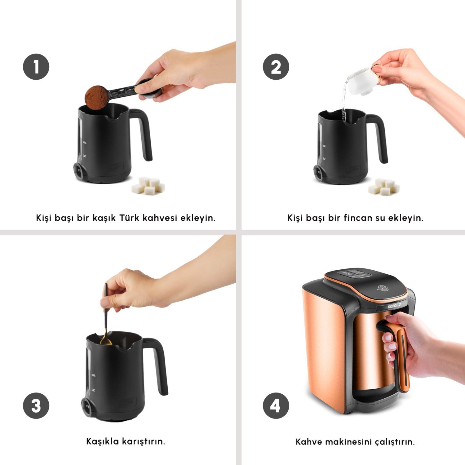 Karaca Hatir Neo Inox Turkish Coffee Maker with Stainless Steel Pot, Bronze - MALLTURK