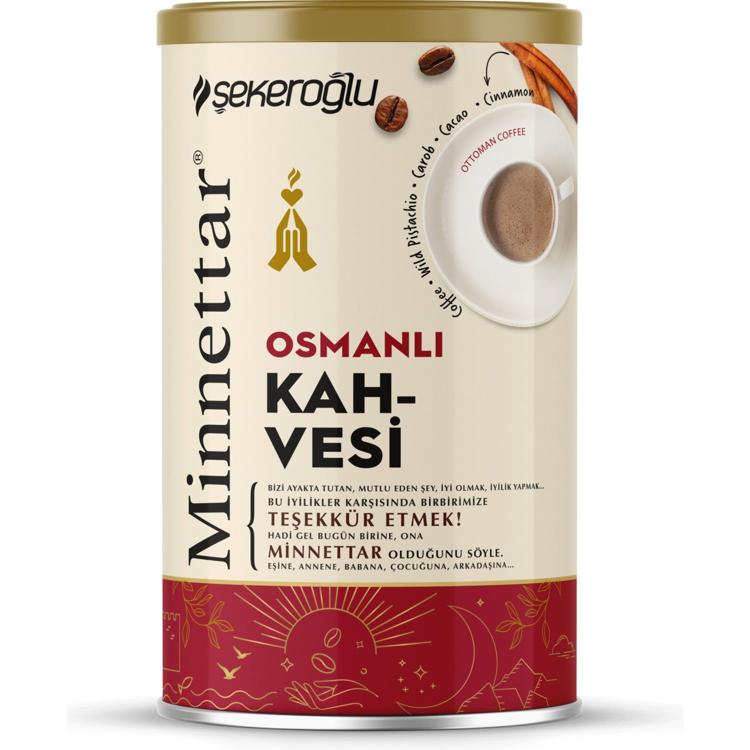 sekeroglu Minnettar Ottoman Coffee 200 gr Special Cylindrical Box - MALLTURK