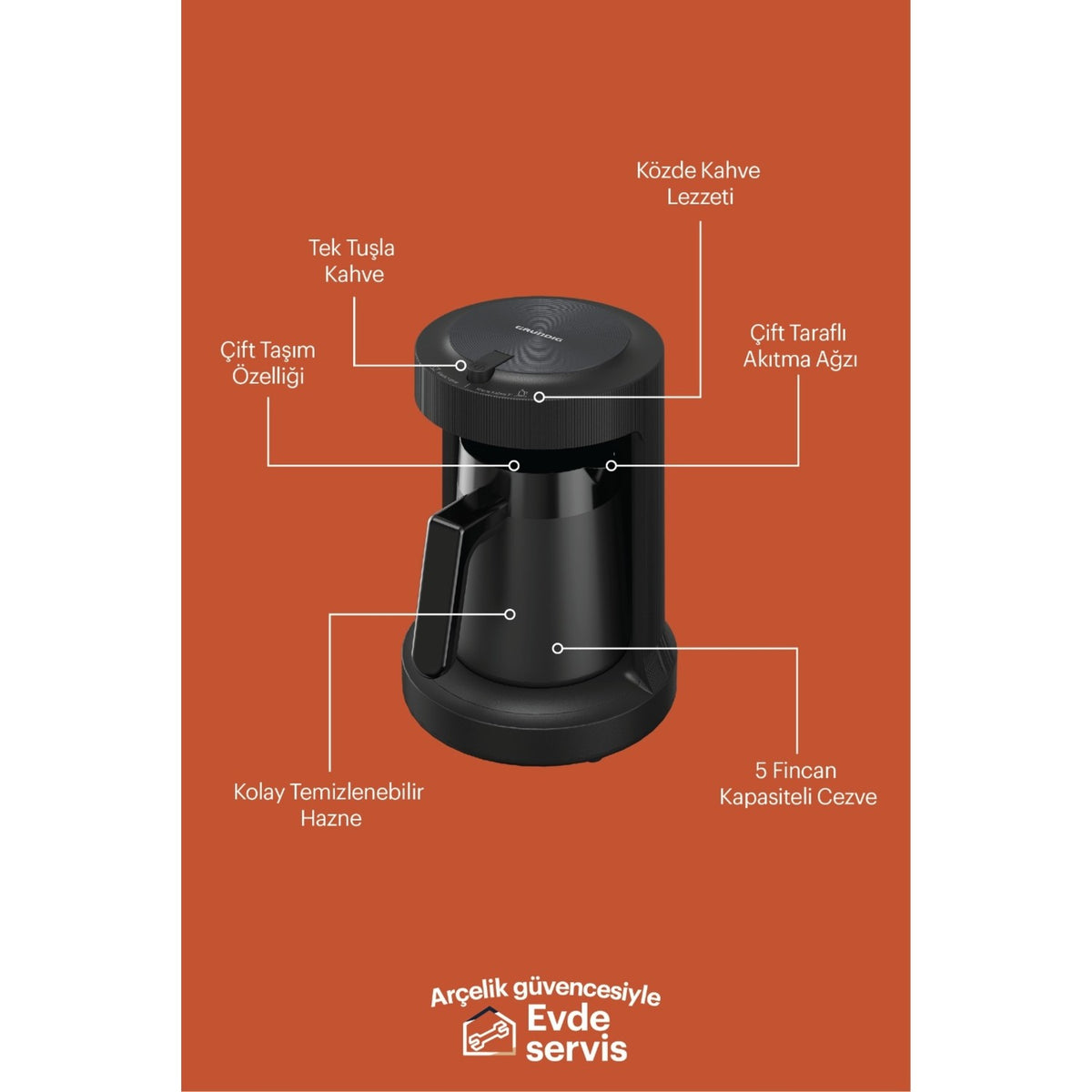 Grundig TKM 1541 B Black Turkish Coffee Maker, 4-Cup Capacity - MALLTURK