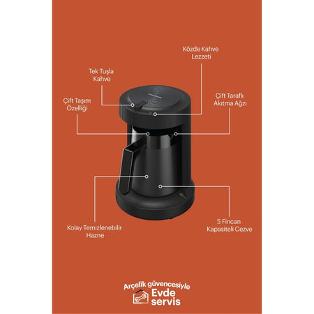 Grundig TKM 1541 B Black Turkish Coffee Maker, 4-Cup Capacity - MALLTURK