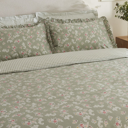 Karaca Home Carlo 100% Cotton Single Duvet Cover Set, Sage - MALLTURK