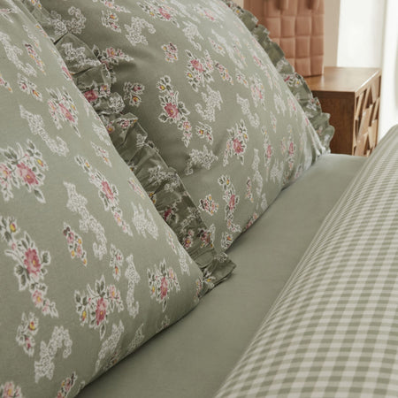Karaca Home Carlo 100% Cotton Single Duvet Cover Set, Sage - MALLTURK