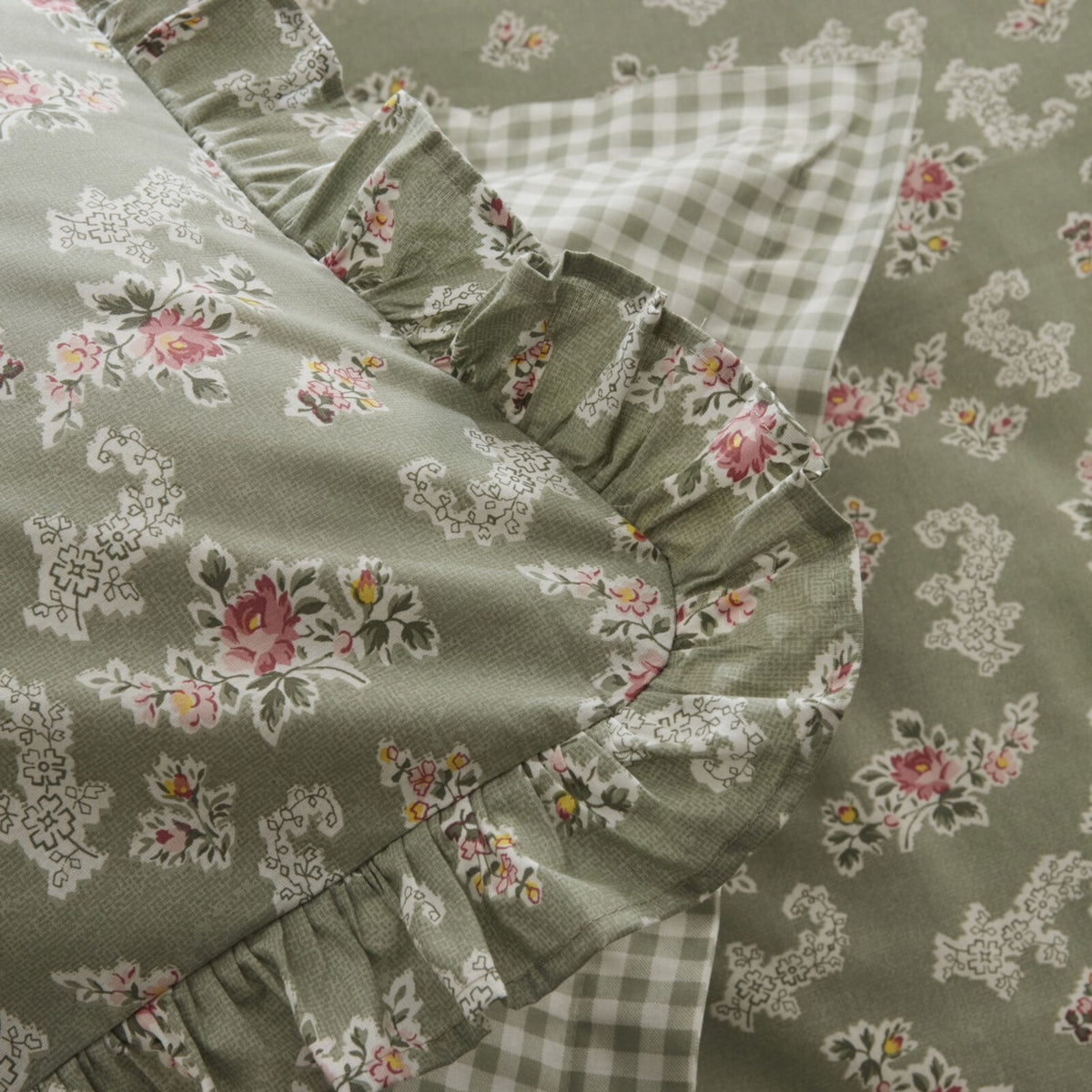 Karaca Home Carlo 100% Cotton Single Duvet Cover Set, Sage - MALLTURK