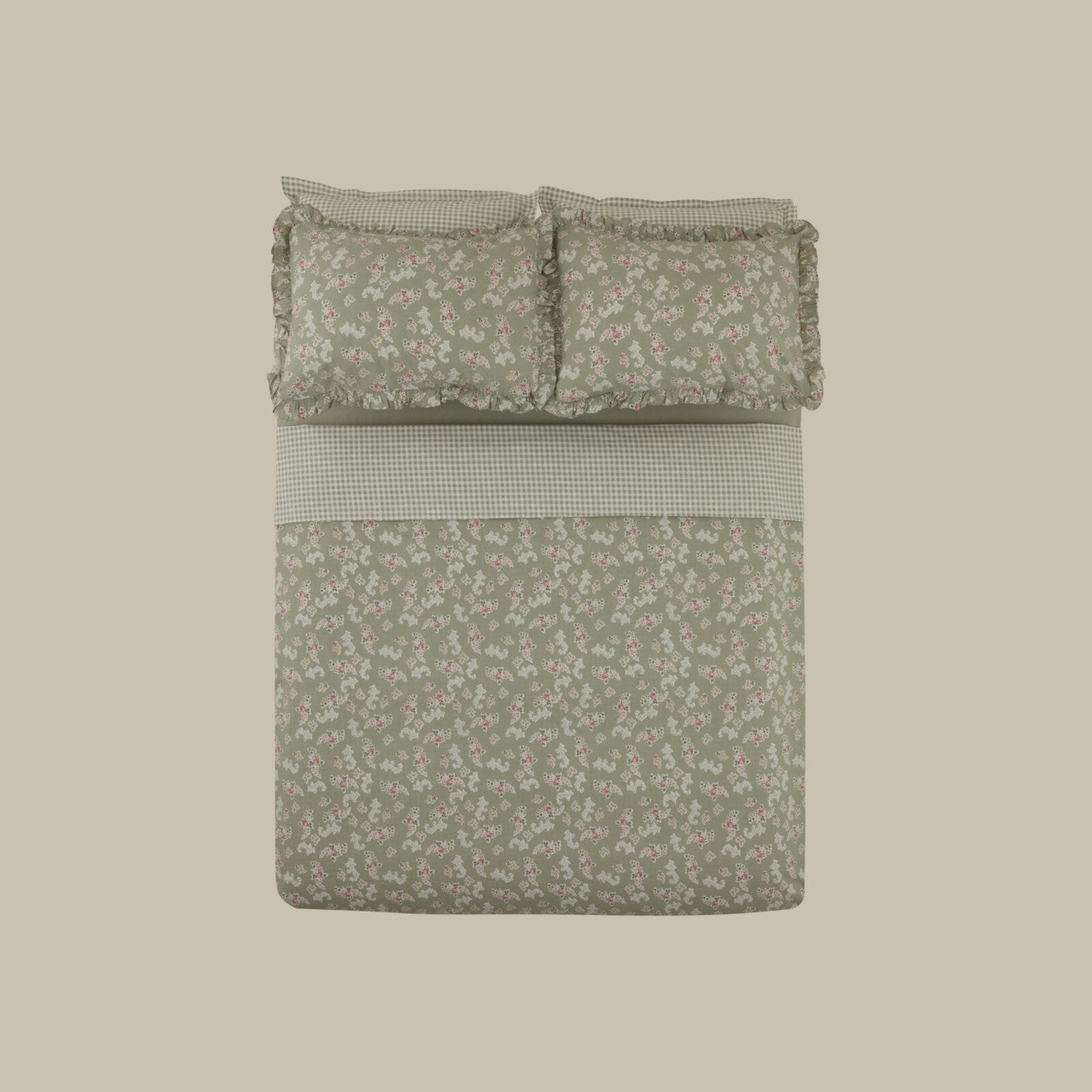 Karaca Home Carlo 100% Cotton Single Duvet Cover Set, Sage - MALLTURK