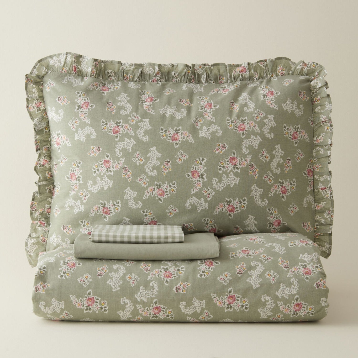 Karaca Home Carlo 100% Cotton Single Duvet Cover Set, Sage - MALLTURK