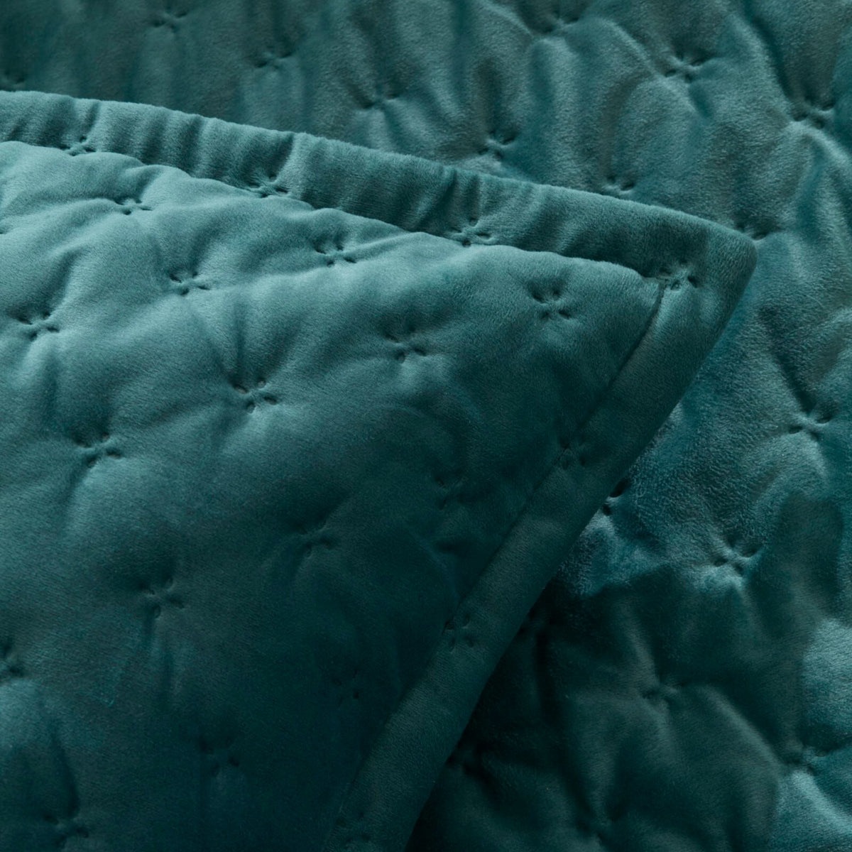 Karaca Home Granel Double Velvet Bedspread in Petroleum - MALLTURK