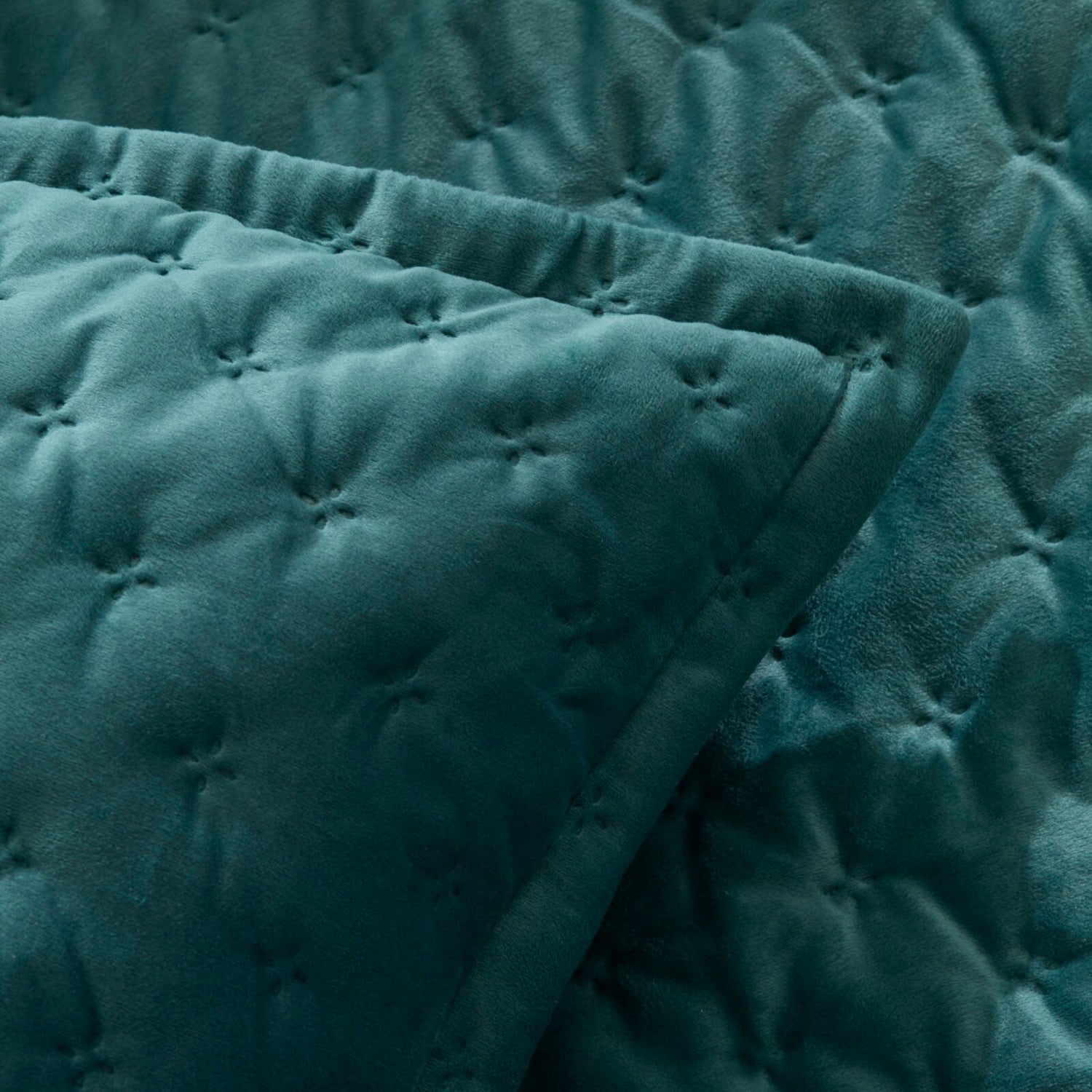 Karaca Home Granel Double Velvet Bedspread in Petroleum - MALLTURK