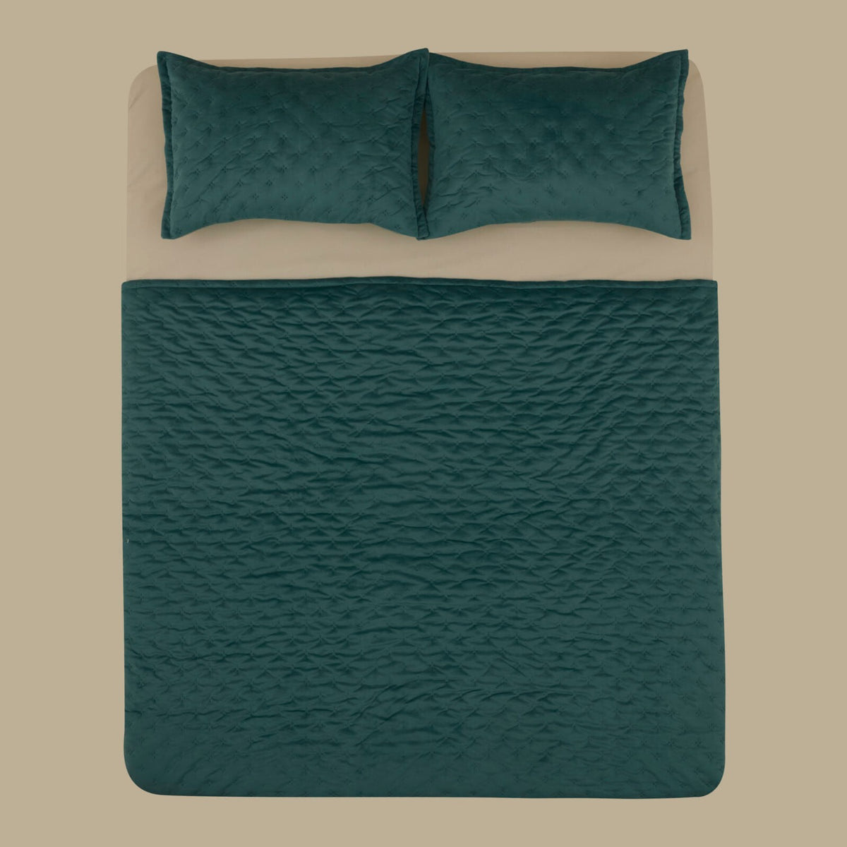 Karaca Home Granel Double Velvet Bedspread in Petroleum - MALLTURK