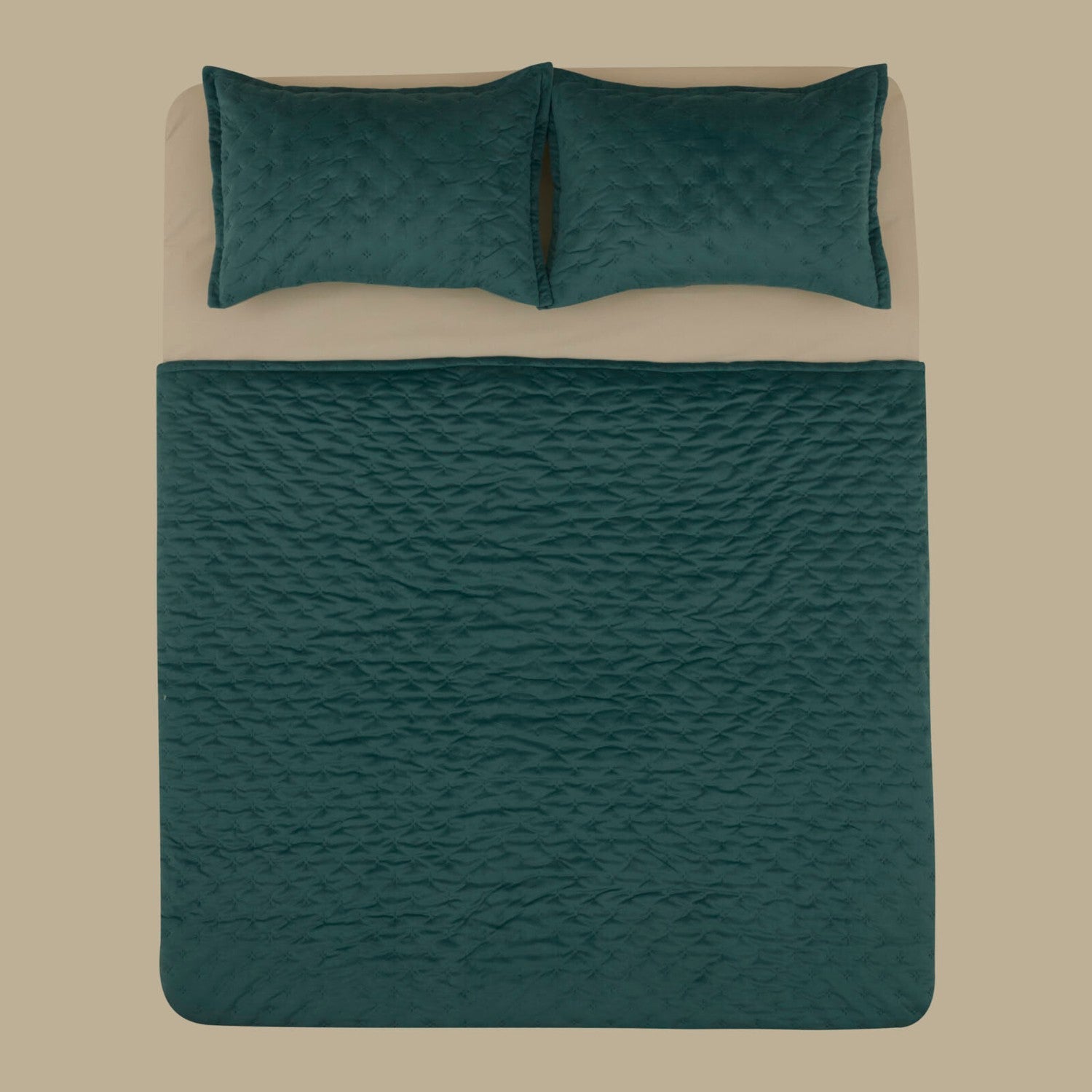 Karaca Home Granel Double Velvet Bedspread in Petroleum - MALLTURK