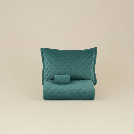 Karaca Home Granel Double Velvet Bedspread in Petroleum - MALLTURK