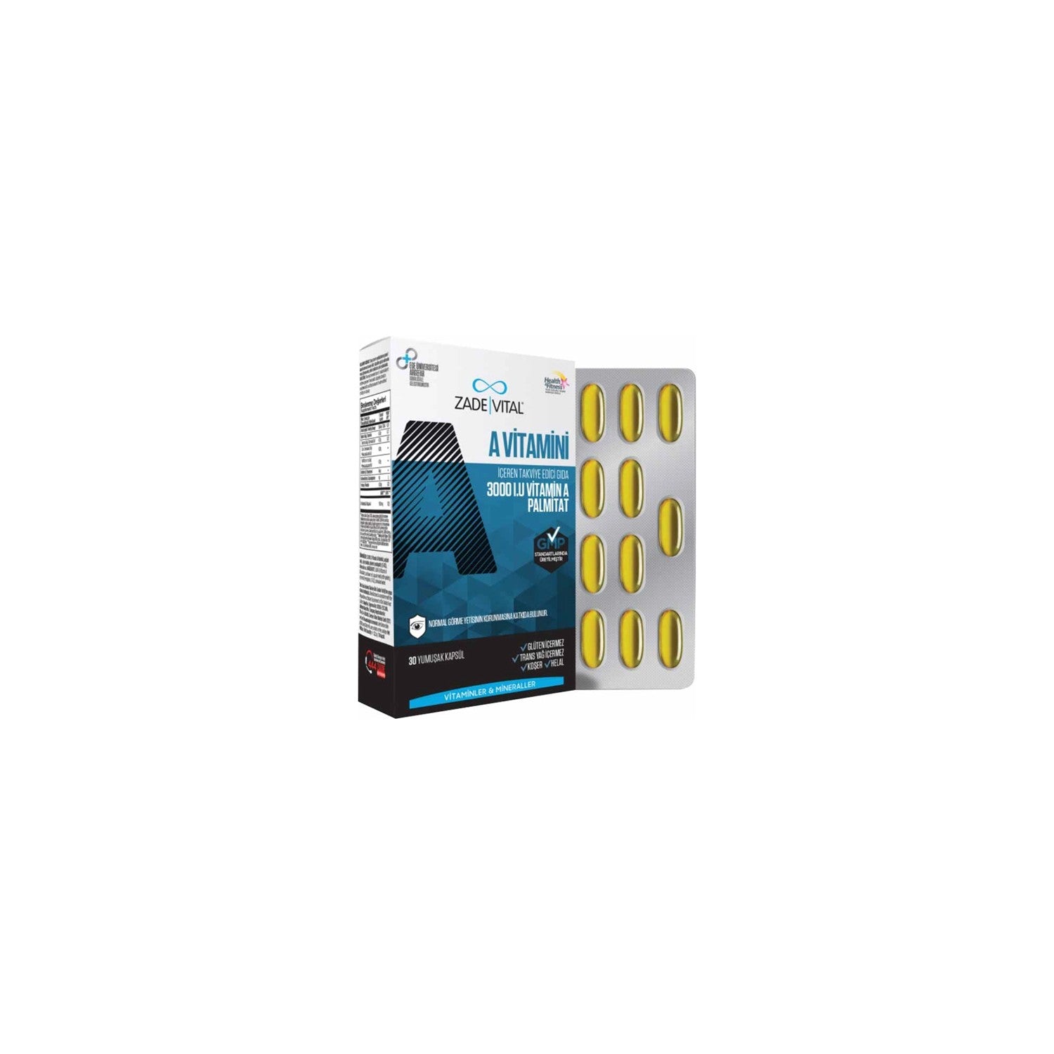 Zade Vital A Vitamin 30 Softgel Turkey Origin Normal Gorme Yetisinin Korunmasina Support - MALLTURK