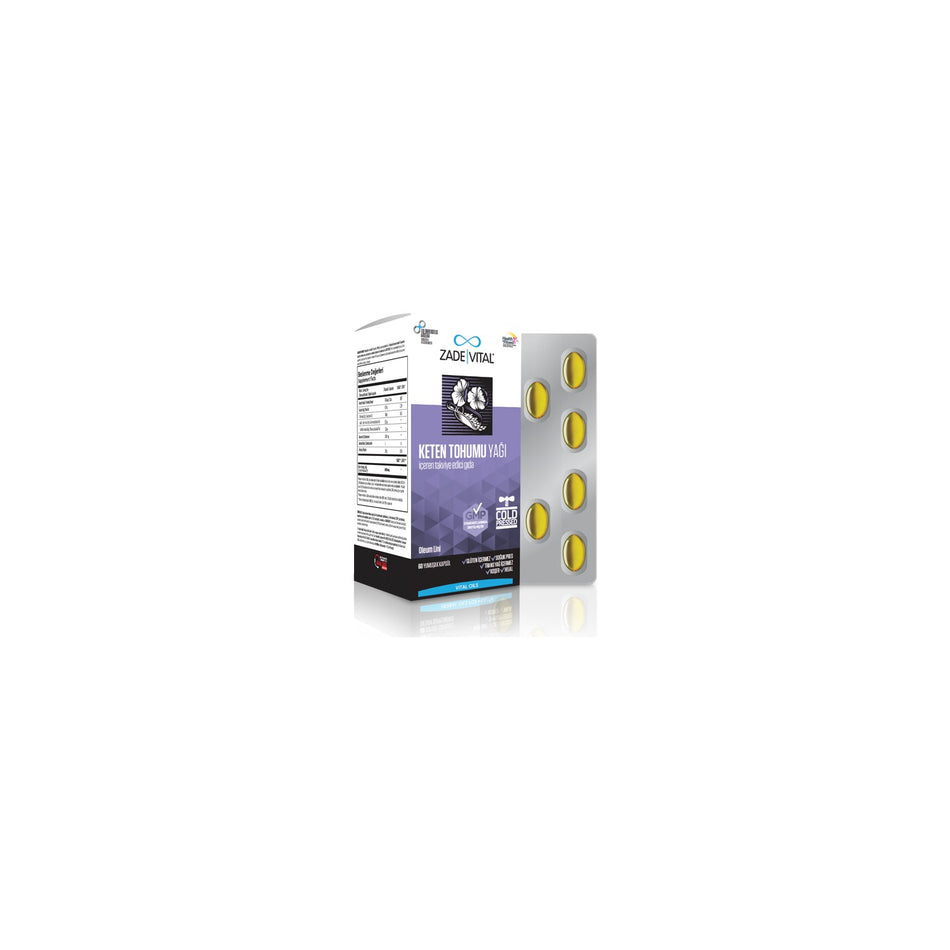 Zade Vital Flaxseed Oil Blister 60 Capsule Turkey Origin Bitkisel Omega 3 Source - MALLTURK