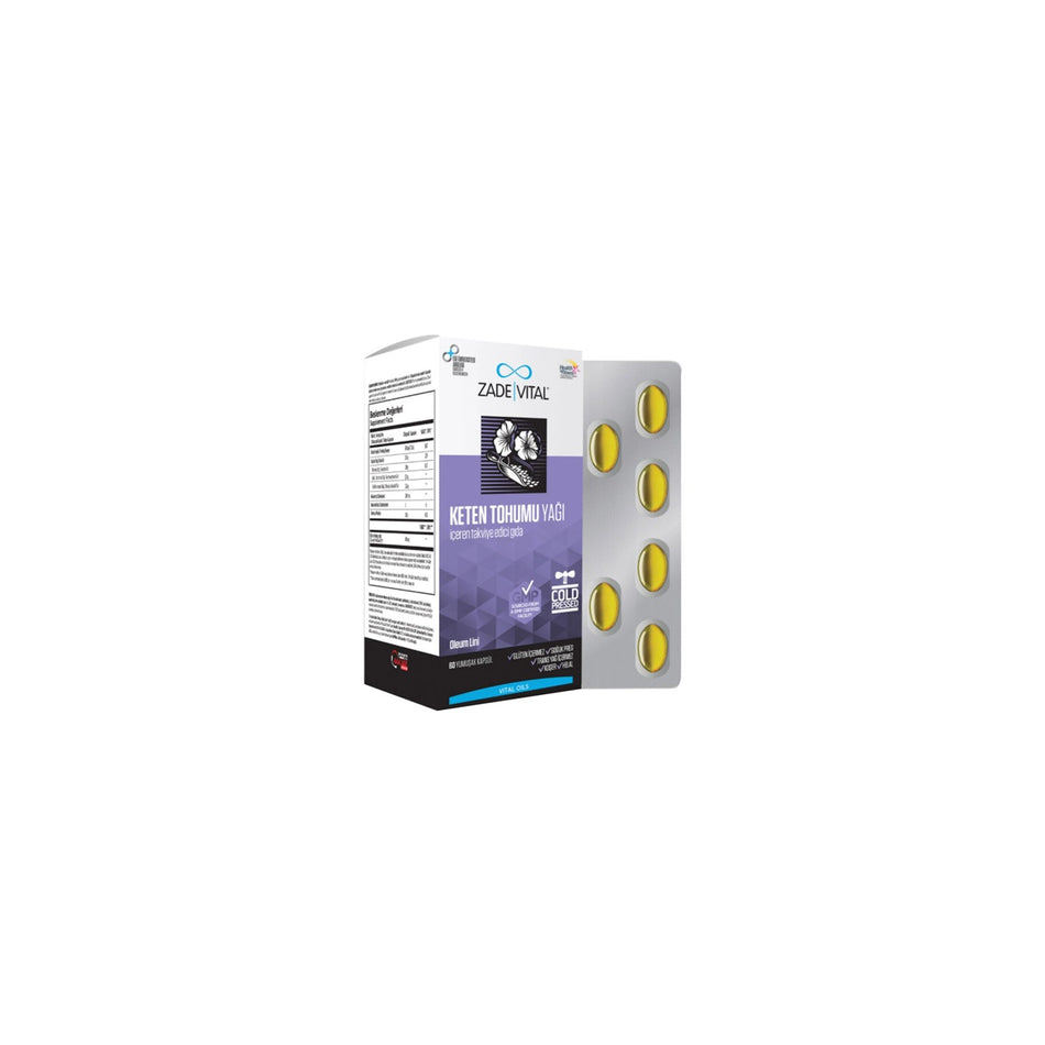 Zade Vital Flaxseed Oil Blister 60 Capsule Turkey Origin Bitkisel Omega 3 Source - MALLTURK