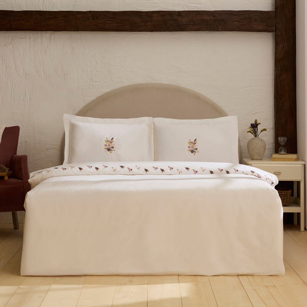 Karaca Home Veneto %100 Cotton Embroidered Double Duvet Cover Set White - MALLTURK