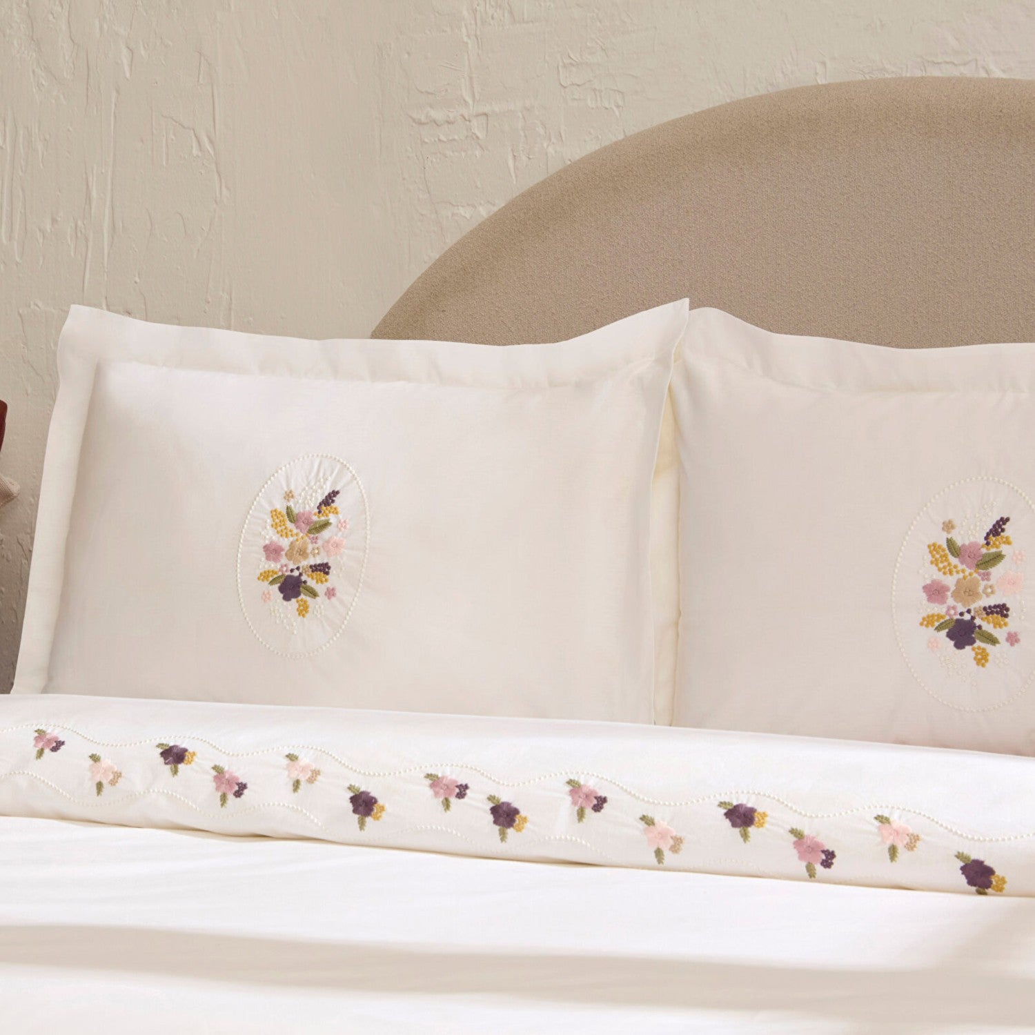 Karaca Home Veneto %100 Cotton Embroidered Double Duvet Cover Set White - MALLTURK