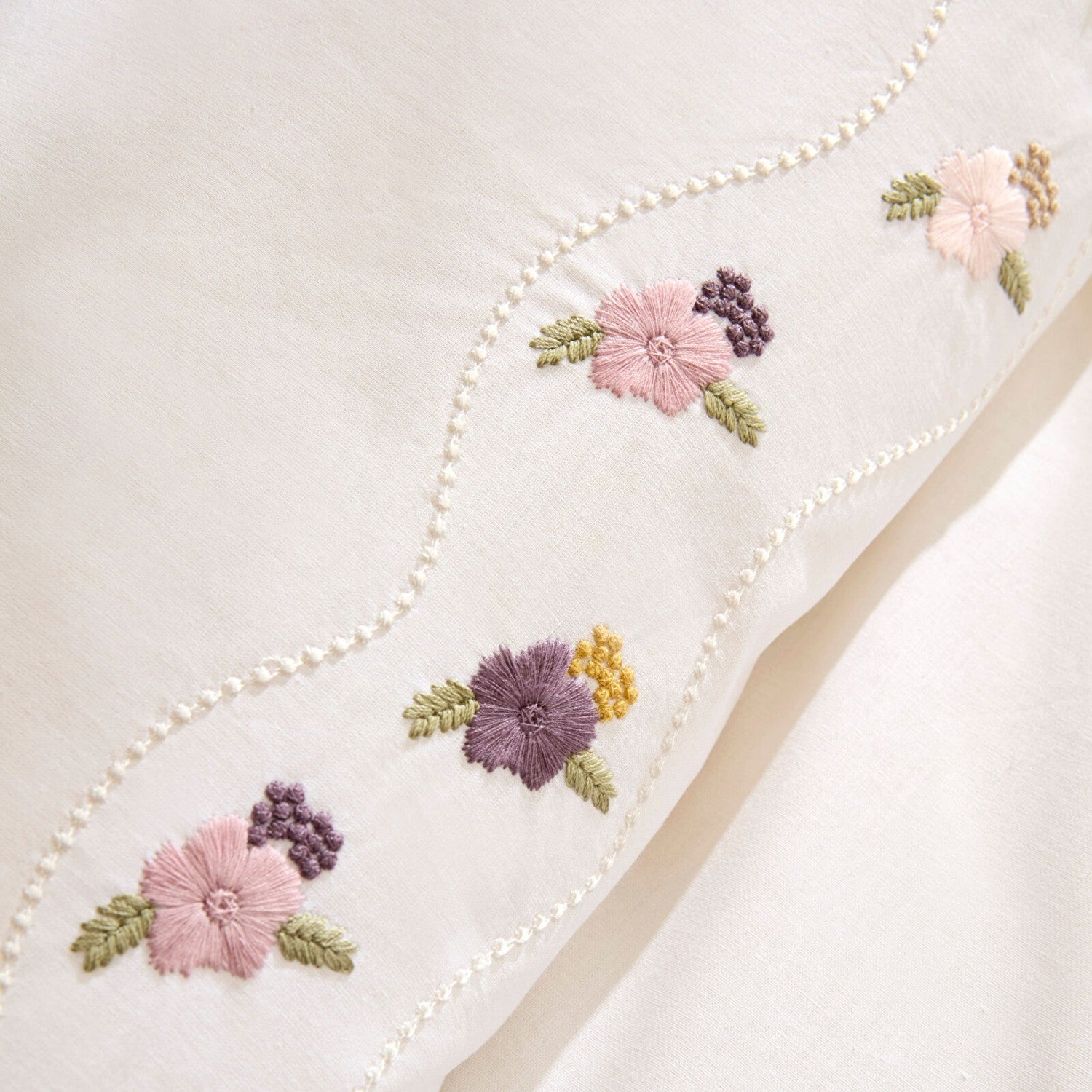 Karaca Home Veneto %100 Cotton Embroidered Double Duvet Cover Set White - MALLTURK