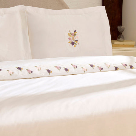 Karaca Home Veneto %100 Cotton Embroidered Double Duvet Cover Set White - MALLTURK