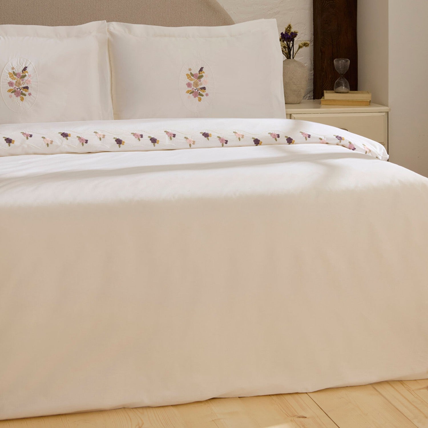 Karaca Home Veneto %100 Cotton Embroidered Double Duvet Cover Set White - MALLTURK