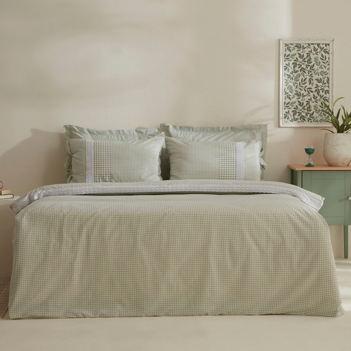 Karaca Home Luisa %100 Cotton Double Duvet Cover Set Green - MALLTURK