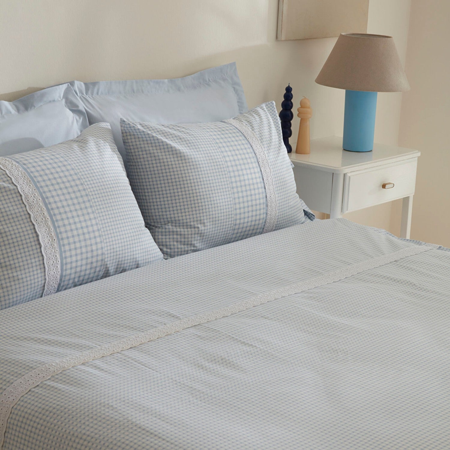 Karaca Home Luisa %100 Cotton Double Duvet Cover Set Blue - MALLTURK