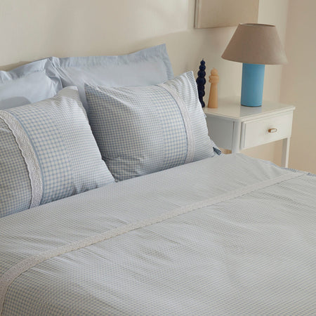 Karaca Home Luisa %100 Cotton Double Duvet Cover Set Blue - MALLTURK