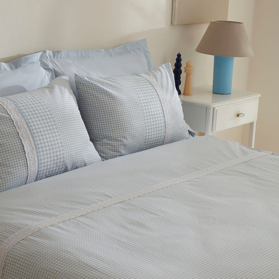 Karaca Home Luisa %100 Cotton Double Duvet Cover Set Blue - MALLTURK