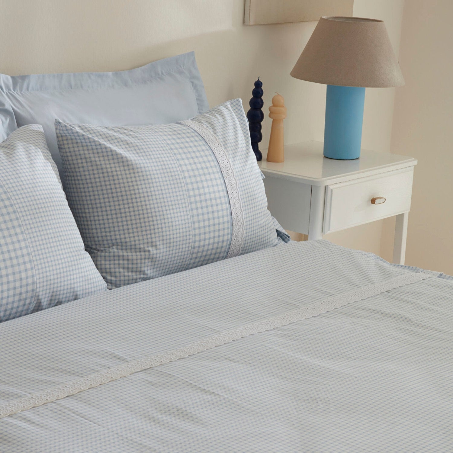 Karaca Home Luisa %100 Cotton Double Duvet Cover Set Blue - MALLTURK