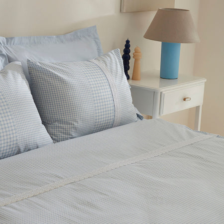 Karaca Home Luisa %100 Cotton Double Duvet Cover Set Blue - MALLTURK