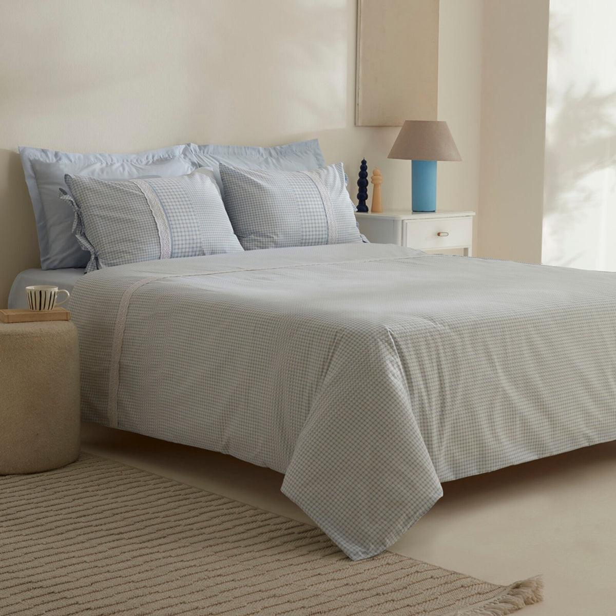 Karaca Home Luisa %100 Cotton Double Duvet Cover Set Blue - MALLTURK