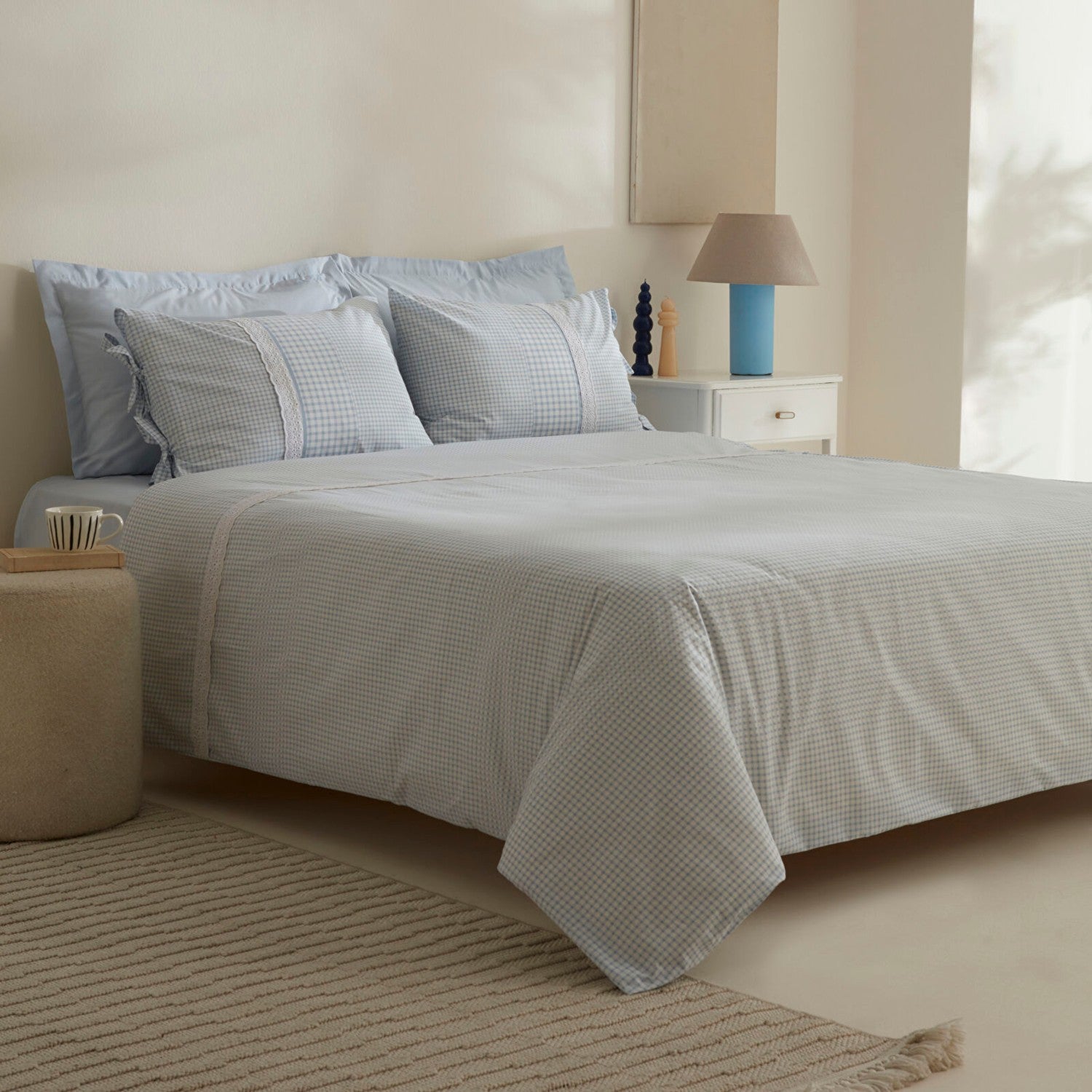 Karaca Home Luisa %100 Cotton Double Duvet Cover Set Blue - MALLTURK