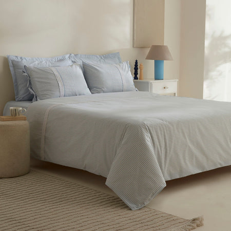 Karaca Home Luisa %100 Cotton Double Duvet Cover Set Blue - MALLTURK