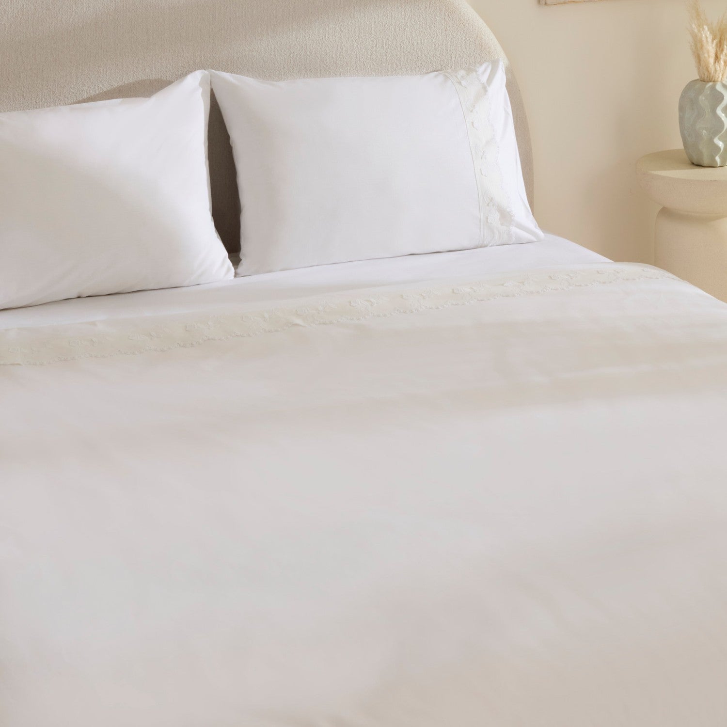 Karaca Home Delvyn %100 Cotton Double Duvet Cover Set White