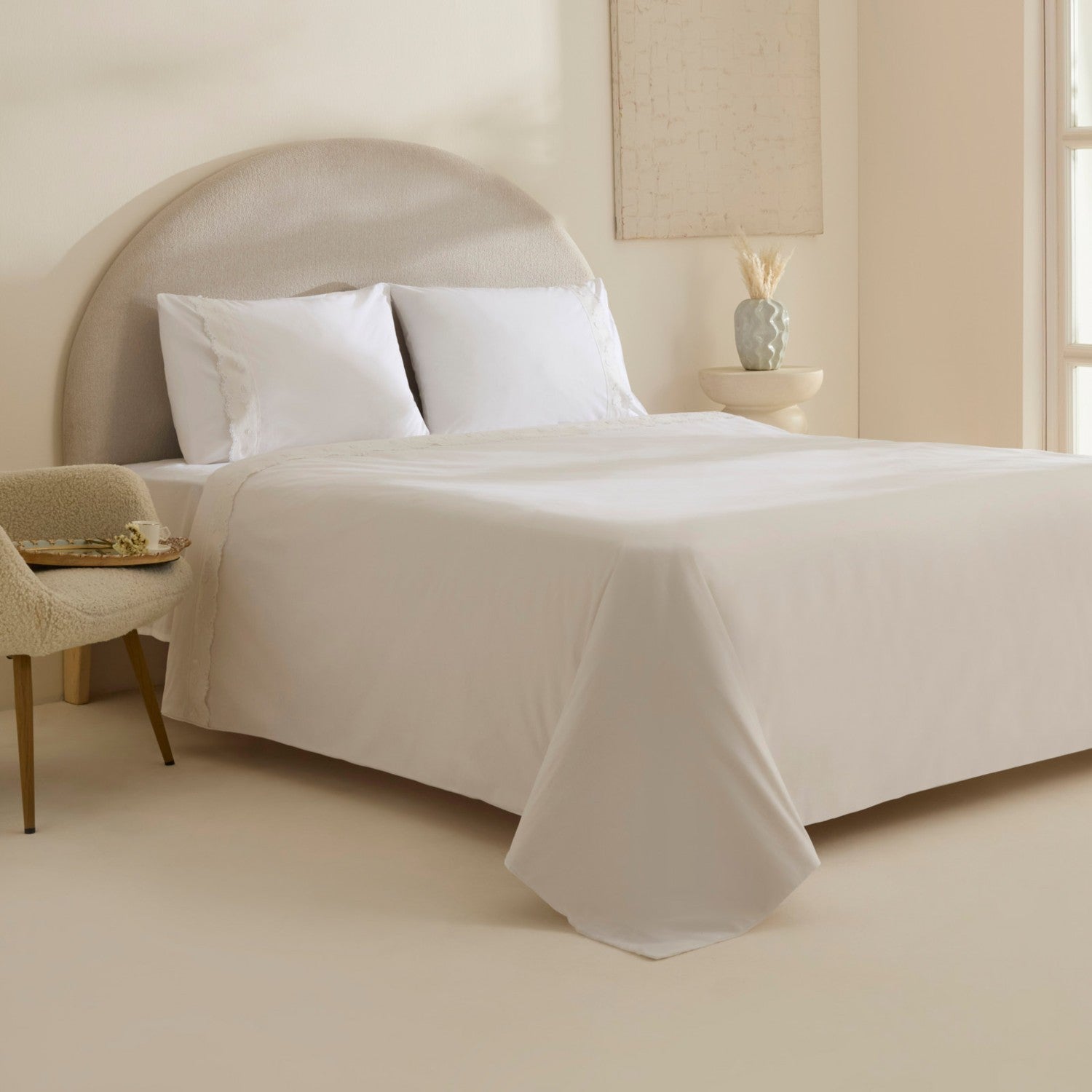 Karaca Home Delvyn %100 Cotton Double Duvet Cover Set White