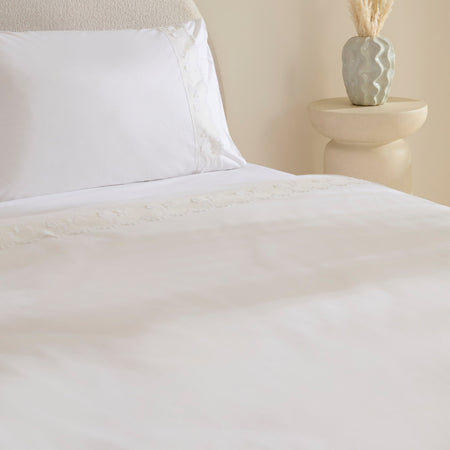 Karaca Home Delvyn %100 Cotton Double Duvet Cover Set White
