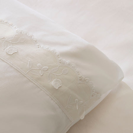 Karaca Home Delvyn %100 Cotton Double Duvet Cover Set White