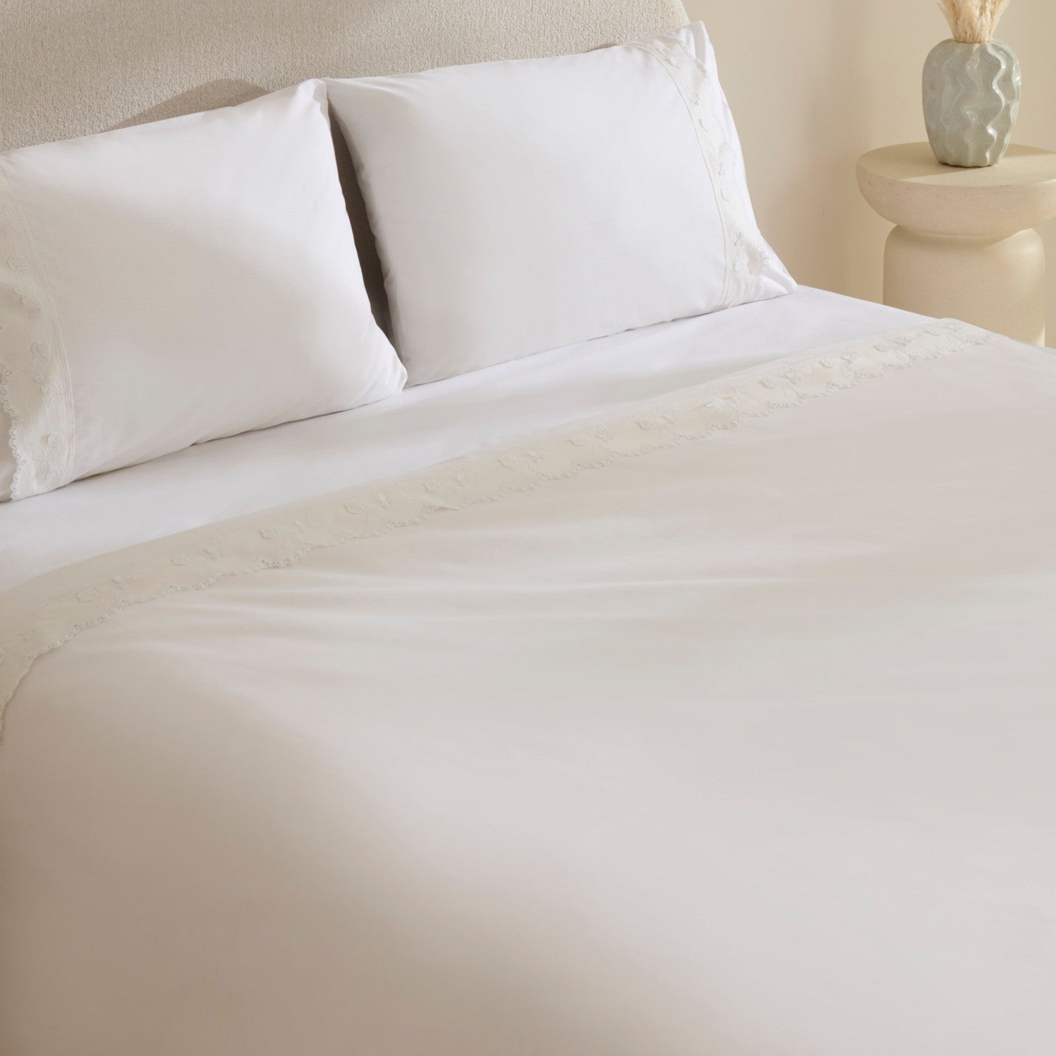 Karaca Home Delvyn %100 Cotton Double Duvet Cover Set White