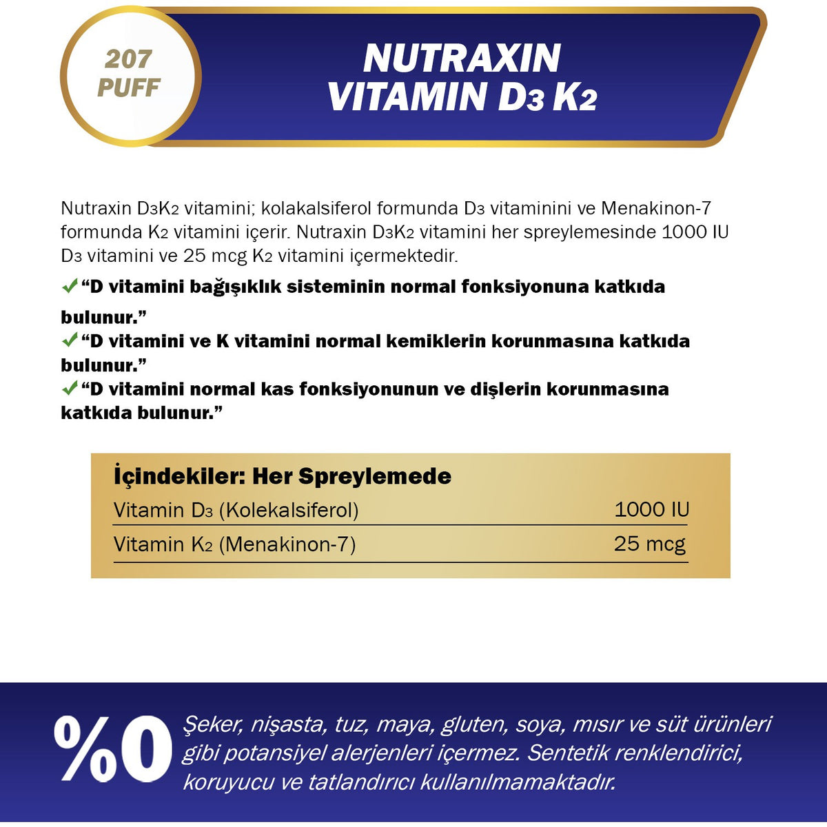 Nutraxin D3 K2 Vitamin Spray 30 ml For Adults Unflavored Liquid Supplement - MALLTURK