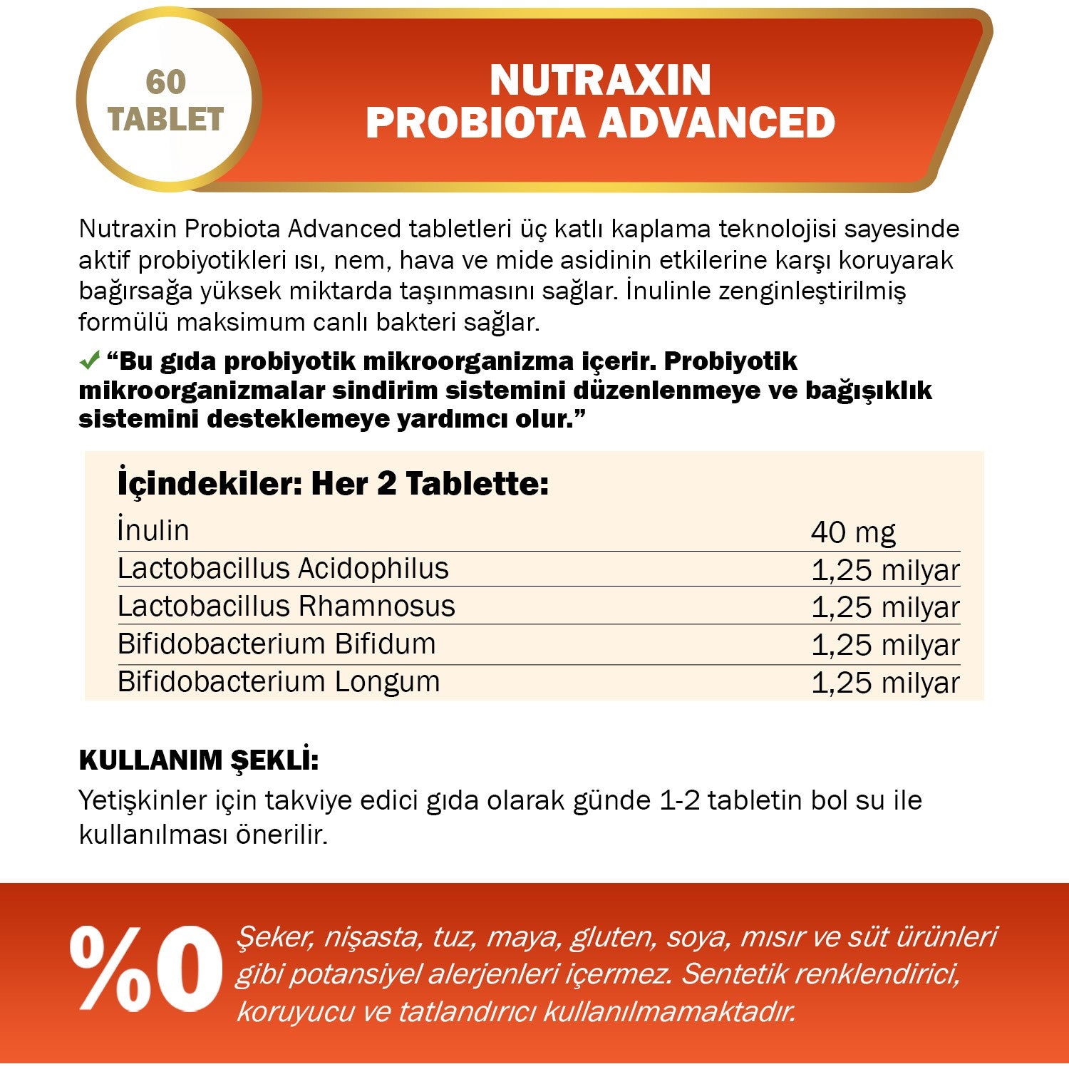 Nutraxin Probiota Advenced 60 Tablet - MALLTURK