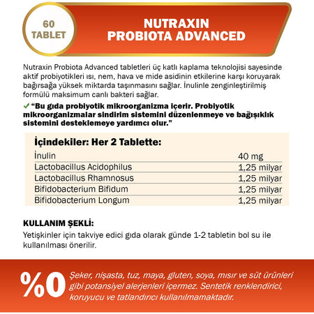 Nutraxin Probiota Advenced 60 Tablet - MALLTURK