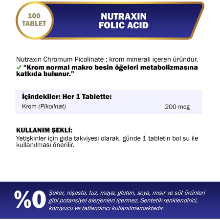 Nutraxin Chromium Picolinate 200 Mcg 90 Tablet - MALLTURK