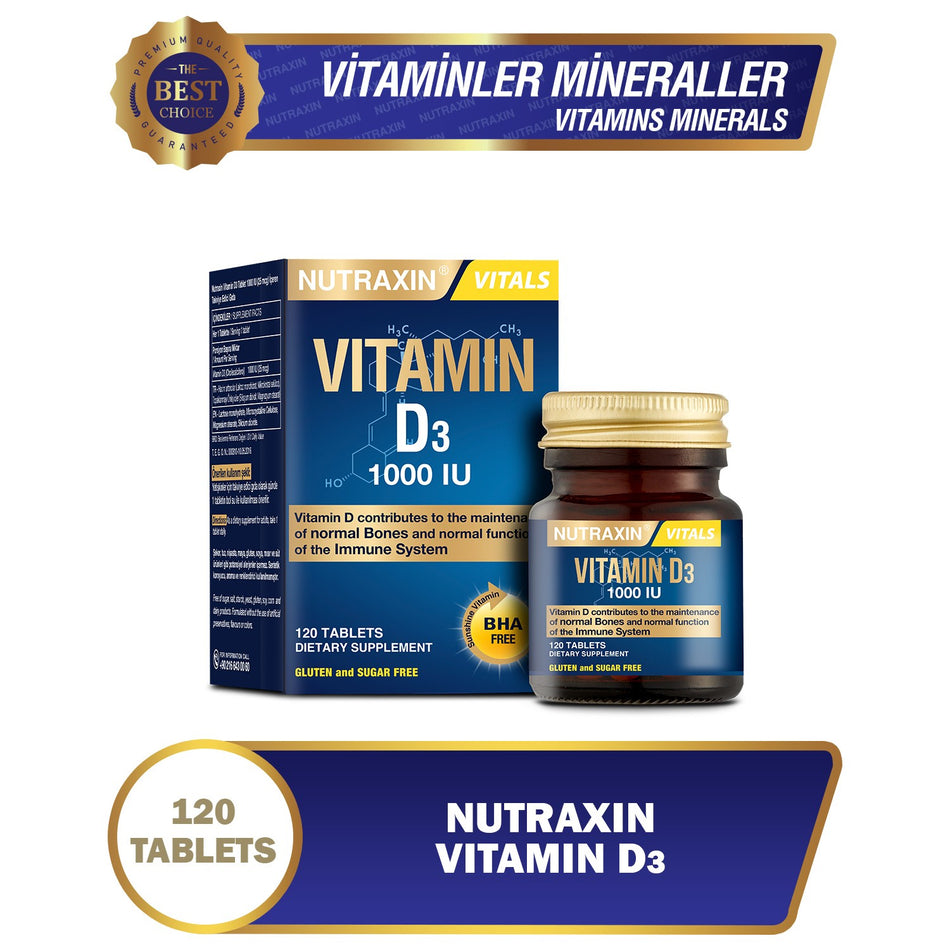 Nutraxin Vitamin D3 1000 IU 120 Tablet - MALLTURK