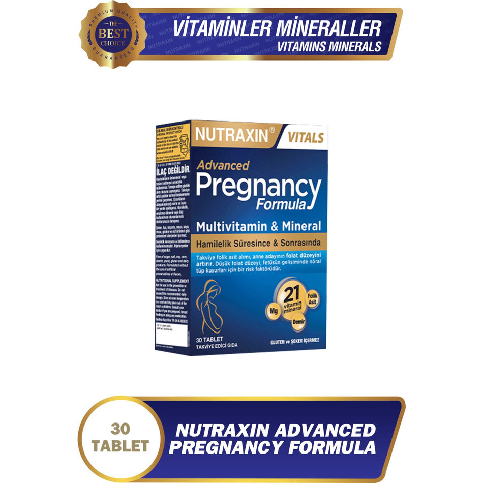 Nutraxin Advanced Pregnancy Formula 30 Tablet Multivitamin and Mineral Icerikli Turkey Origin - MALLTURK