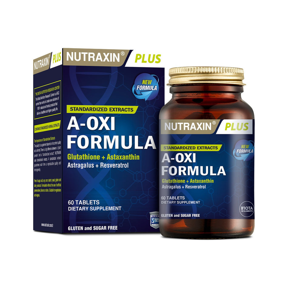 Nutraxin A-Oxi Formula Glutathione Resveratrol 60 Tablet Astaksantin Q-10 Zinc Bakir Selenyum - MALLTURK