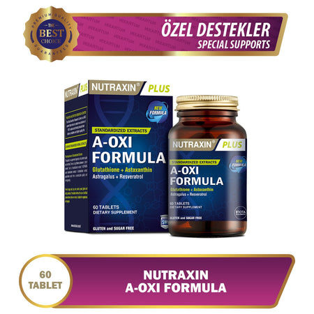 Nutraxin A-Oxi Formula Glutathione Resveratrol 60 Tablet Astaksantin Q-10 Zinc Bakir Selenyum - MALLTURK