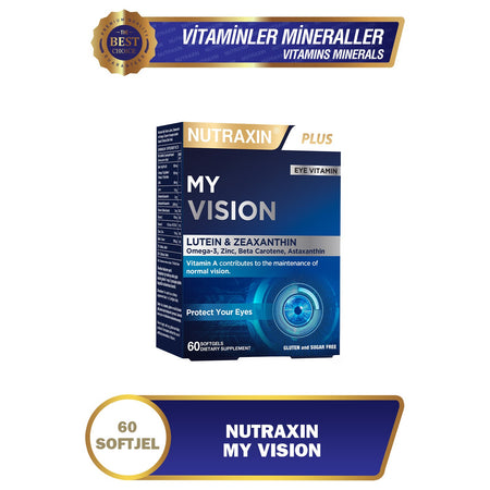 Nutraxin My Vision Goz Vitamin 60 Capsule Lutein and Zeaksantin with Turkey Origin Supplement - MALLTURK