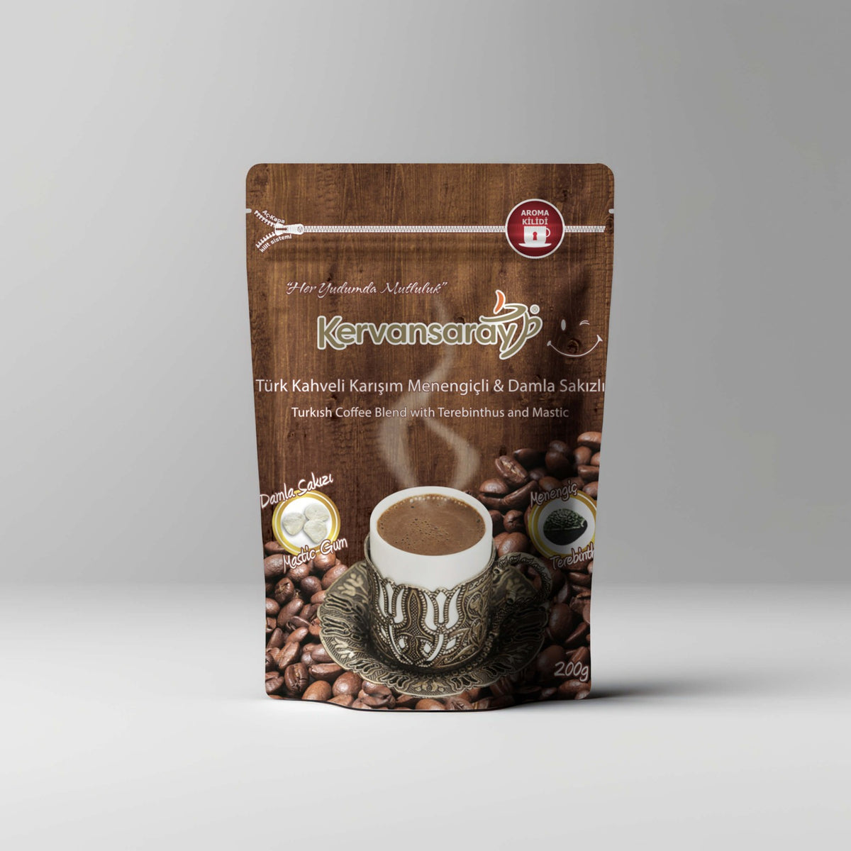Kervansaray Coffee Kervansaray Turkish Coffee Blend with Pistacia Terebinthus & Mastic Gum (200 gr) - MALLTURK