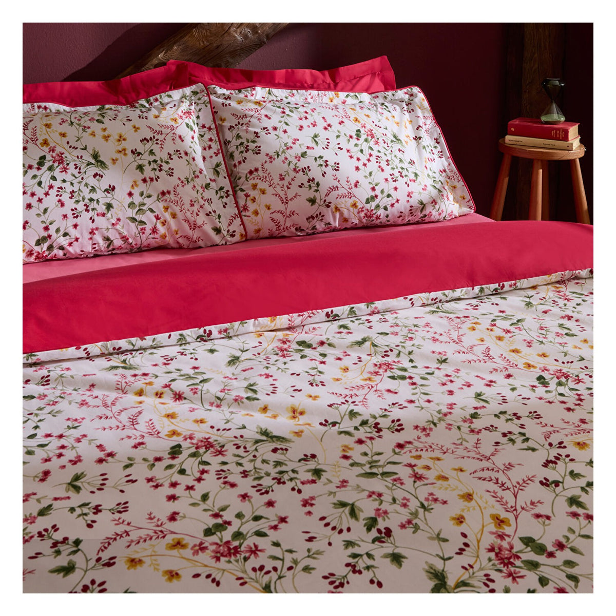 Karaca Home Berry Haven Double Duvet Cover Set Red - MALLTURK