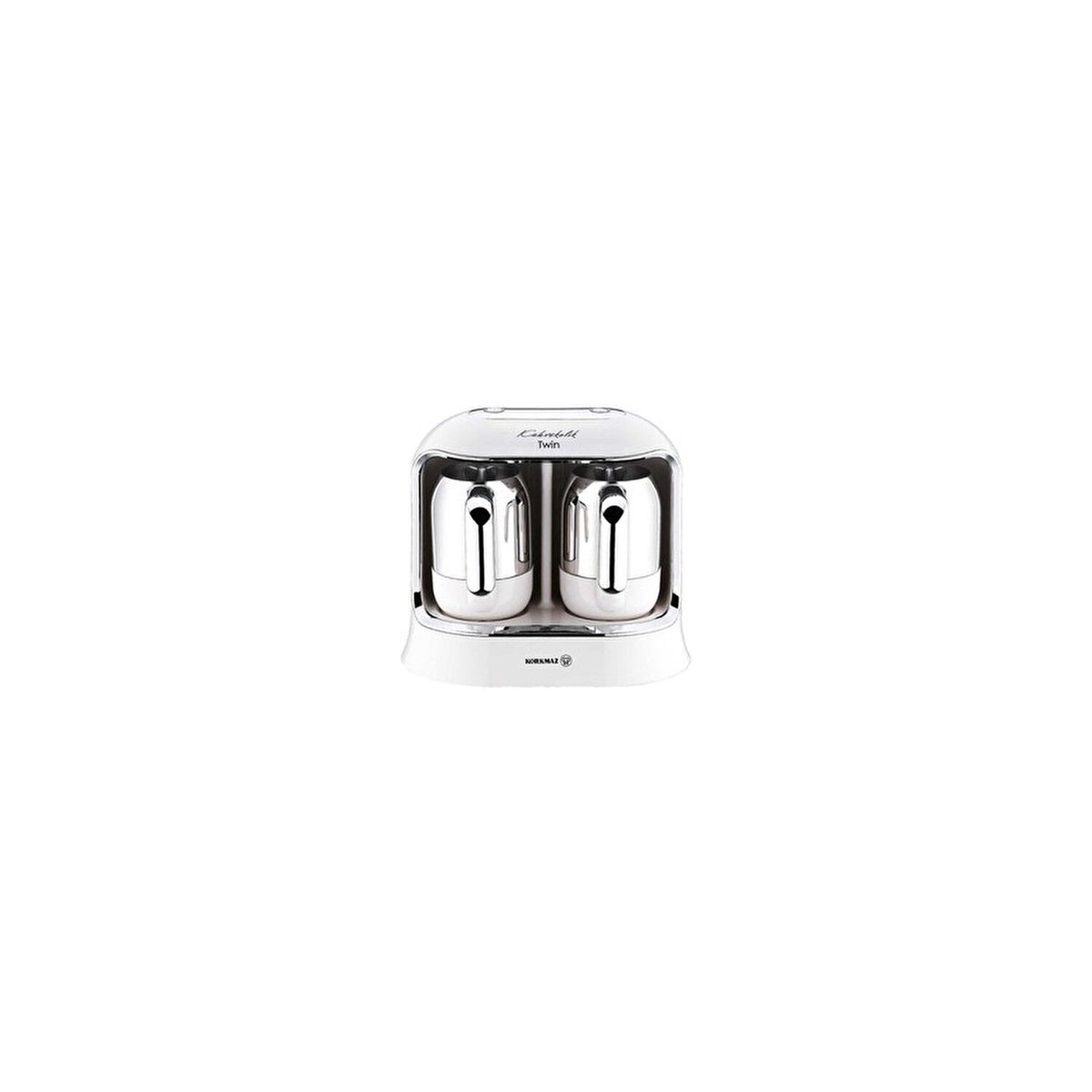 Korkmaz Kahvekolik Twin A861-08 Coffee Maker, Vanilla and Chrome - MALLTURK